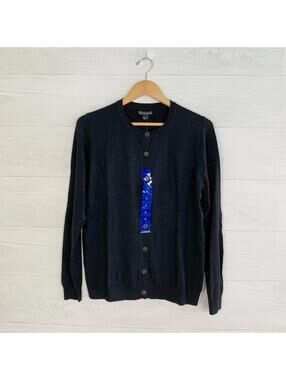 NWT Nicole Miller Original - Black silver heather cardigan sweater, L